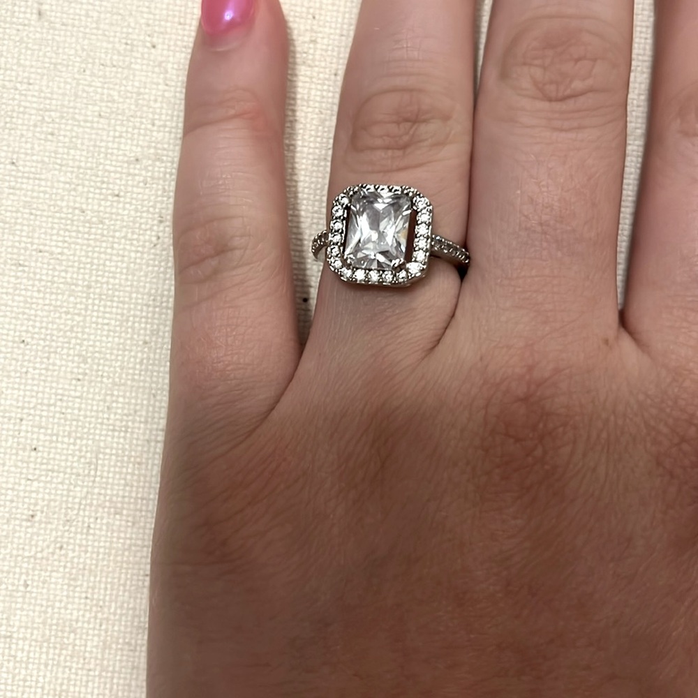 Silver Ring With Large Diamond - image 1